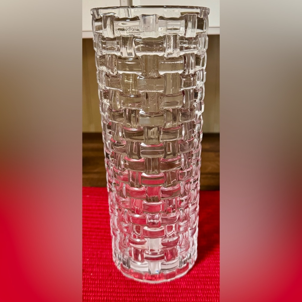 Studio Silversmiths Crystal Basketweave Bossa Nova Style Circular Vase